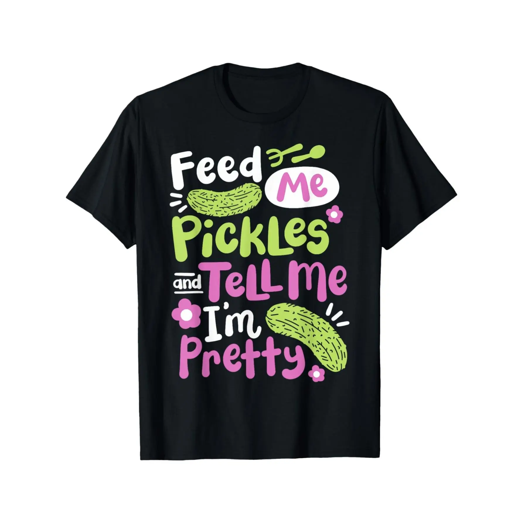 Women's Plus Size Short-Sleeve Round Neck T-Shirt, Vintage Funny Pickle Graphic Top, Cute Food Print Casual Wear, Tshirt, Shortsleeve, Streetwear, Oversized, Casual Fit, Classic, Tee