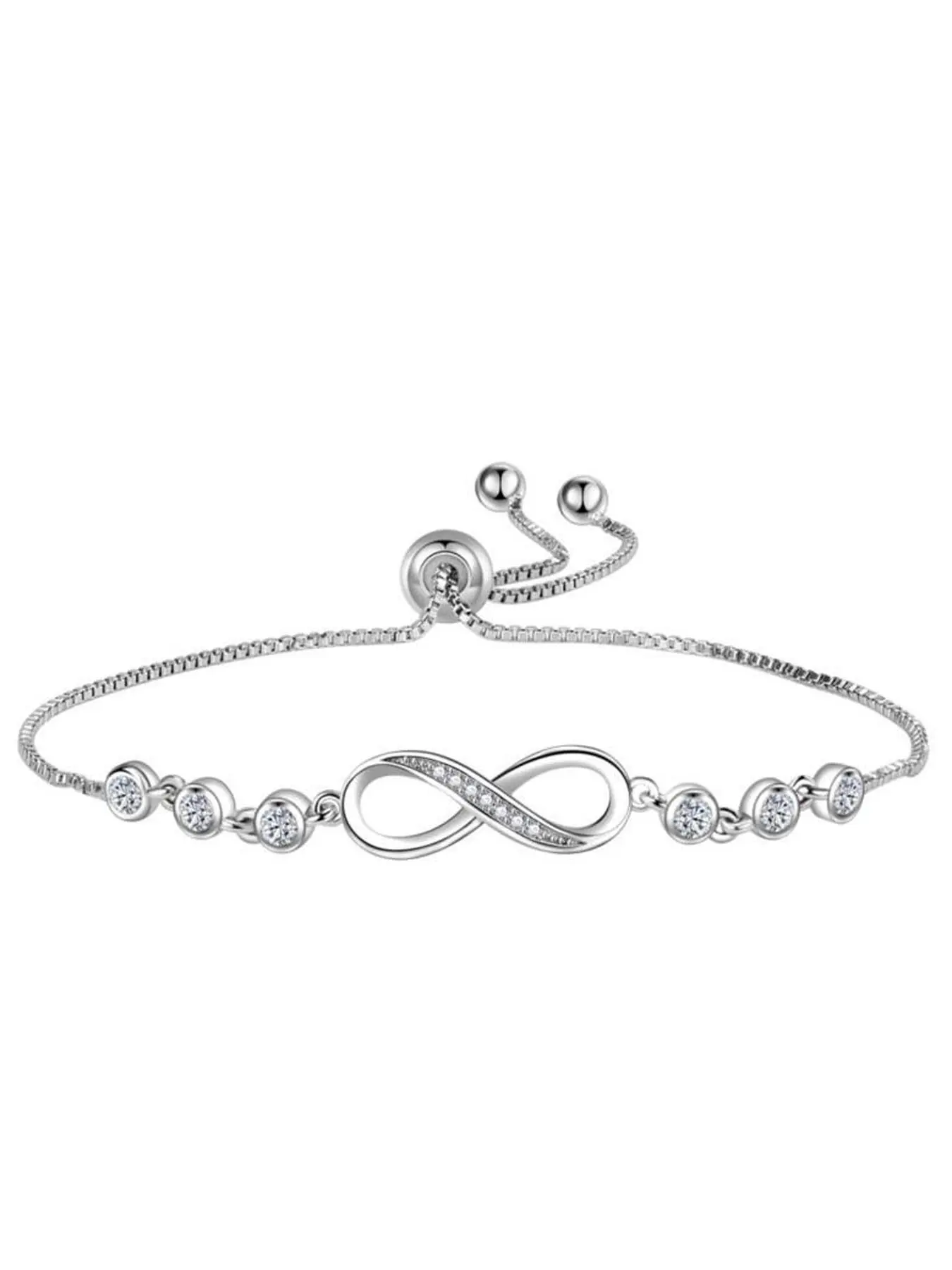 1 Piece Elegant Artificial Zircon Decor Infinity Symbol Decorated Adjustable Exquisite Bracelet with Charms, Fashion Jewelry for Women, Fashion Bracelets, Holiday Birthday Gifts