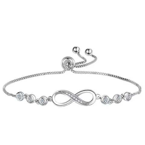 1 Piece Elegant Artificial Zircon Decor Infinity Symbol Decorated Adjustable Exquisite Bracelet with Charms, Fashion Jewelry for Women, Fashion Bracelets, Holiday Birthday Gifts, Beautiful Bracelets