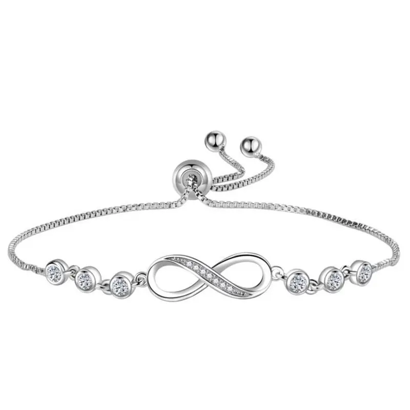 1 Piece Elegant Artificial Zircon Decor Infinity Symbol Decorated Adjustable Exquisite Bracelet with Charms, Fashion Jewelry for Women, Fashion Bracelets, Holiday Birthday Gifts, Beautiful Bracelets
