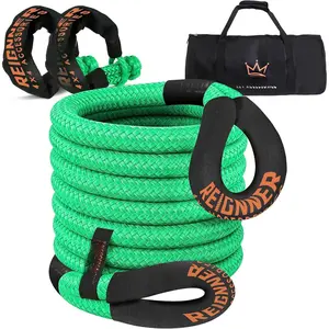 Kinetic  Rope, 56000Lbs(1.26'' x 30ft Green), Kinetic Rope  Kit with 2 Soft Shackles, Heavy Duty Offroad Snatch Strap, 35% High Elasticity Tow Ropes for  SUV UTV ATV Tractor
