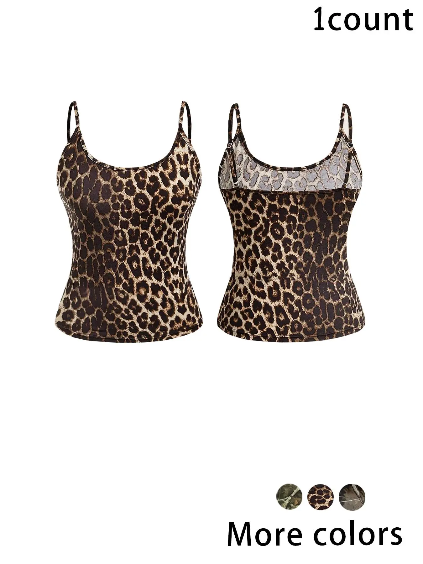 Women's Leopard Print Cami Top, Casual Sleeveless Spaghetti Strap Top for Summer, Ladies Clothes for Daily Wear, Tank Tops, Casual Comfy Cami