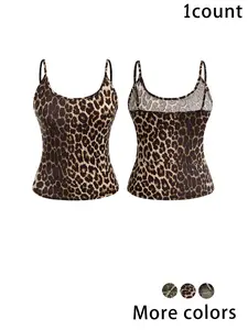 Women's Leopard Print Cami Top, Casual Sleeveless Spaghetti Strap Top for Summer, Ladies Clothes for Daily Wear, Tank Tops