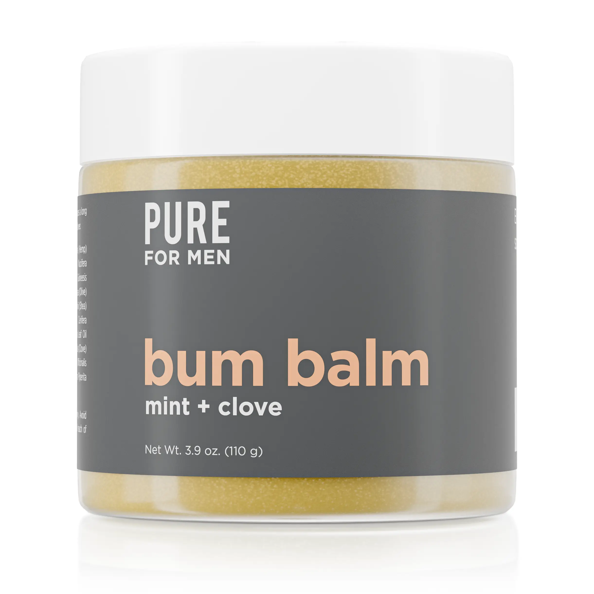 Bum Balm | Pure for Men | Raw Lotion for Men | All Purpose Skin Hydration and Deodorizing Balm | Raw Shea Butter, Mint and Clove