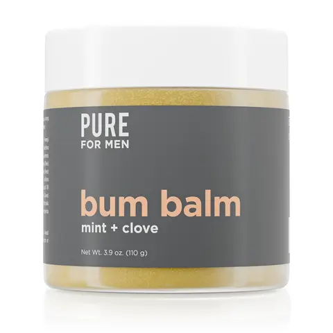 Bum Balm | Pure for Men | Raw Lotion for Men | All Purpose Skin Hydration and Deodorizing Balm | Raw Shea Butter, Mint and Clove