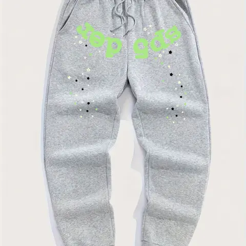 Men's Drawstring Waist Elastic Joggers Pants, Casual Fitted Thick Fabric, Geometric Pattern, Perfect for Fall & Winter Activities, Sweatpants