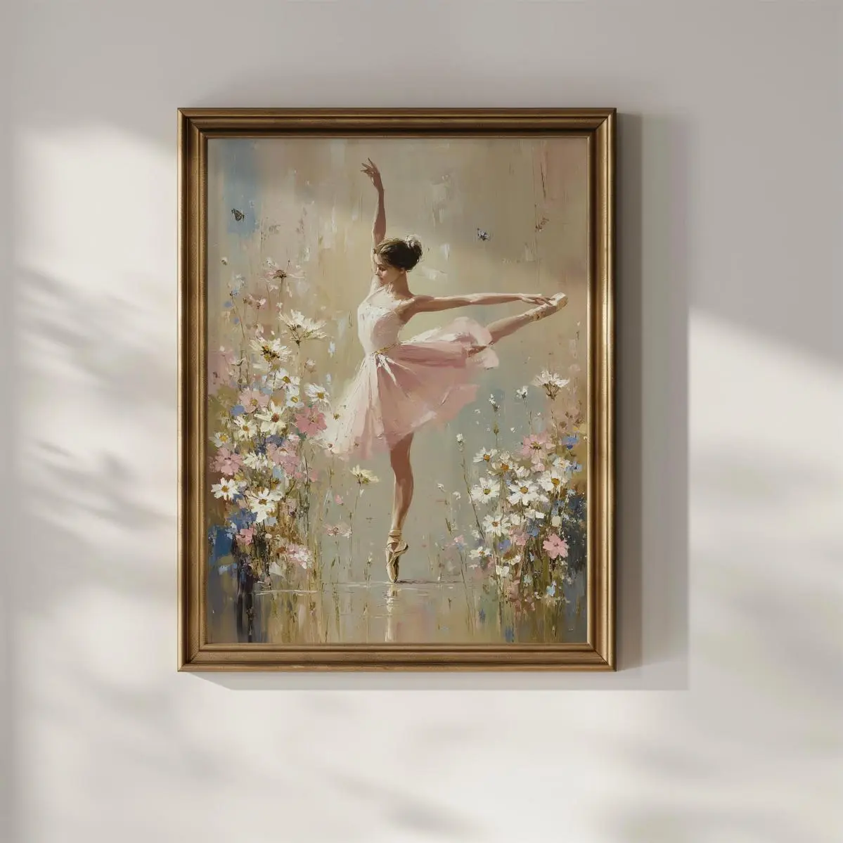 Ballerina Wildflower Print Wall Art Vintage Oil Painting Aesthetic Ballet Dancer Wall Decor Dancing Girls Room Gift Idea Matte Poster, Trendy Looks, Stay Ahead of the Curve, Essential Piece, Fits Any Wardrobe
