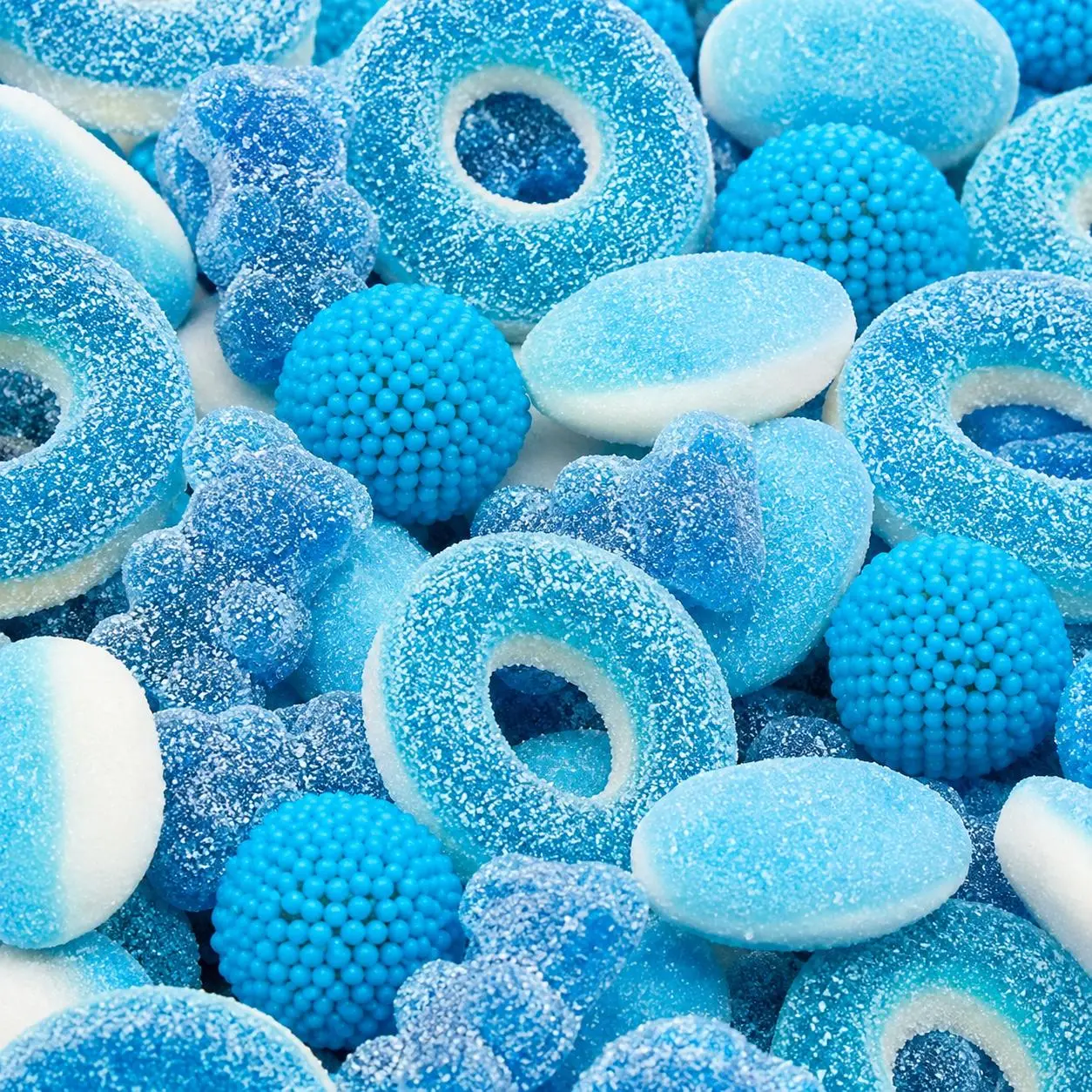 Blue Candy Mix, Blue Raspberry Gummy Candy Assortment, Sweet & Sour Chewy Candy, 1 lb Bulk Bag for Party Favors, Candy Buffets & Special Events