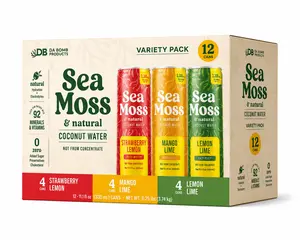 Sea Moss Coconut Water Variety Pack  | 12 Cans | Natural Hydration + Electrolytes | Strawberry Lemon, Mango Lime & Lemon Lime
