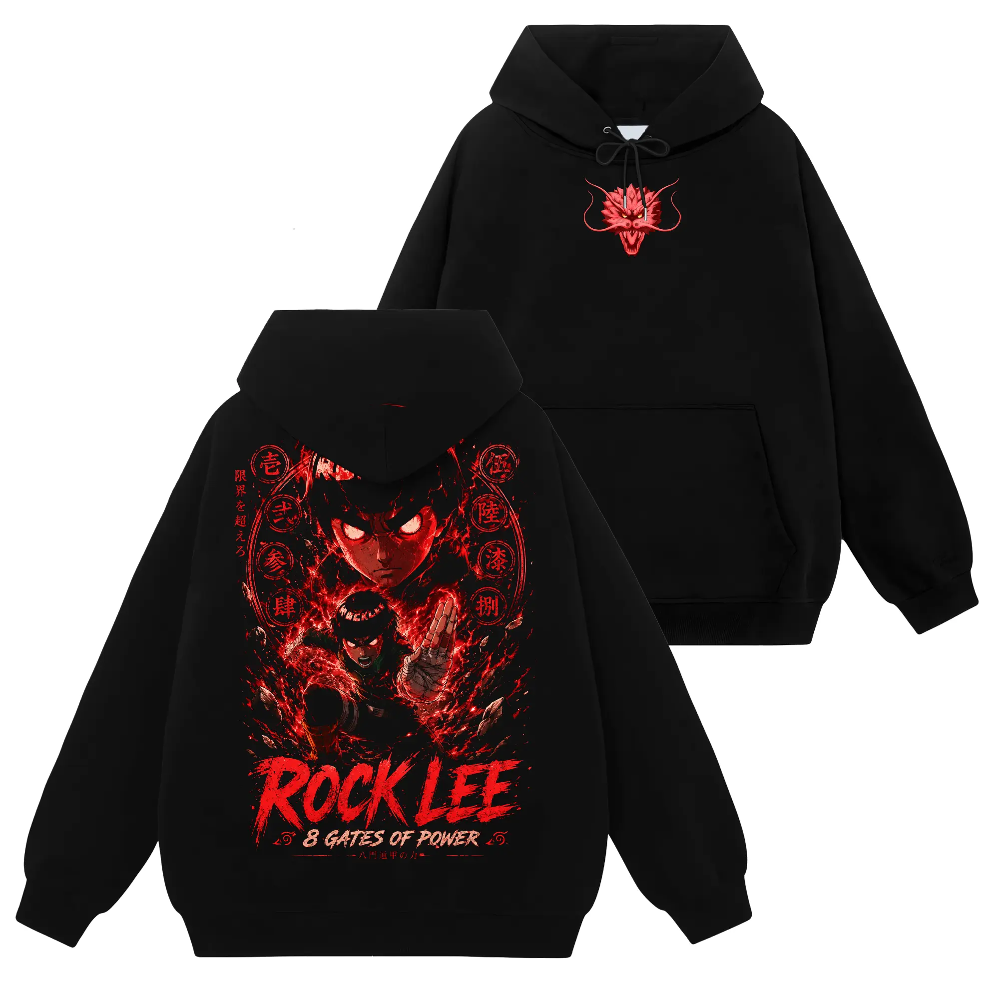 [Shinobi Shop] Limited Naruto Shippuden Rock Lee 8 Gate #240 Unisex Hoodie Top, 90s Retro Vintage Graphic Polyester Cotton Fabric, Seamless Pocket Y2K Streetwear Tops, Gift For Anime Manga Fans