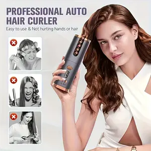 Wireless Automatic Curling Iron - USB Charging, 4 Heat Settings for All Hair Types