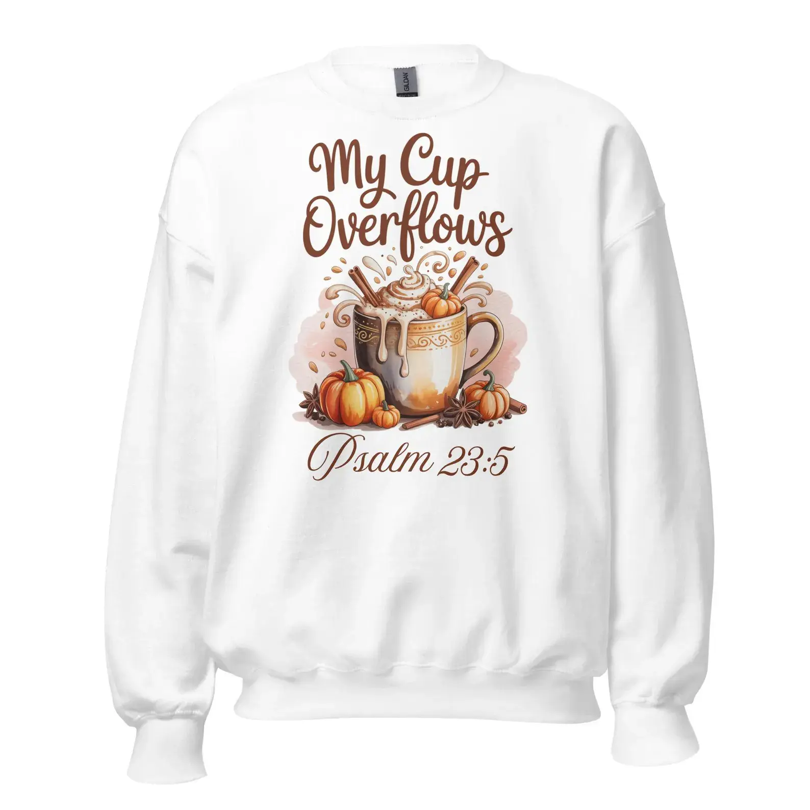 My Cup Overflows Sweatshirt – Psalm 23:5 Christian Fall Crewneck – Cozy Faith Autumn Sweater, Christian hoodie, funny Christian sweatshirt