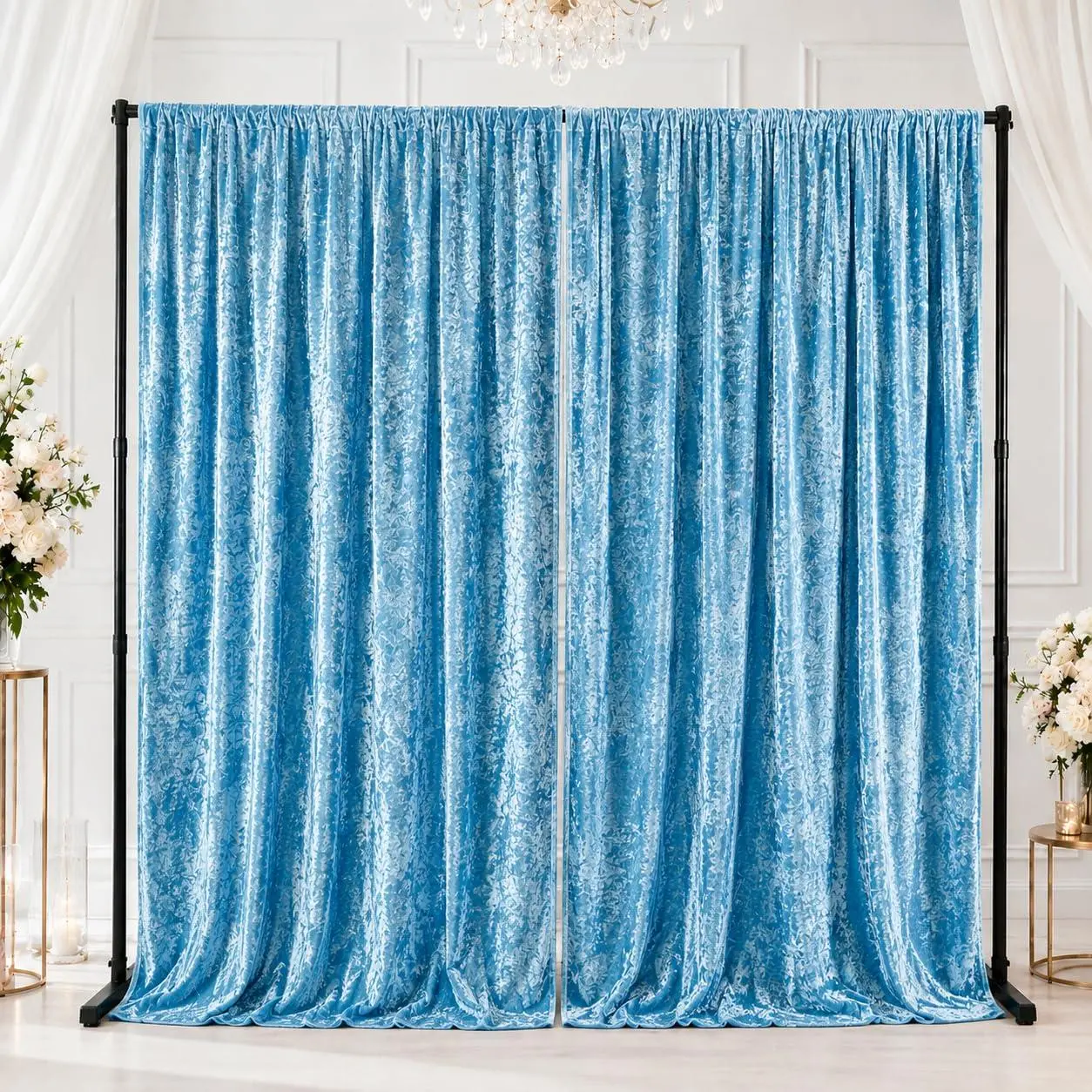 AK TRADING CO. 10 feet x 10 feet Lush Velvet Backdrop Drapes Curtains Panels with Rod Pockets - Wedding Ceremony Party Home Window Decorations