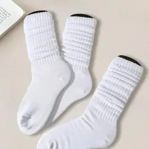 Unisex 3 Pairs Solid Color Crew Socks for Men & Women - Casual Moisture Wicking Scrunch Socks with Breathable Design - Womenswear