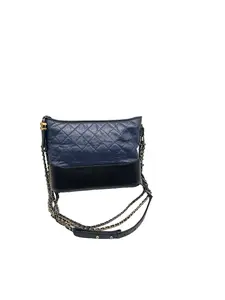 Pre-owned CHANEL Vintage Blue & Black Quilted Leather Gabrielle Bag/wj04526525/6525