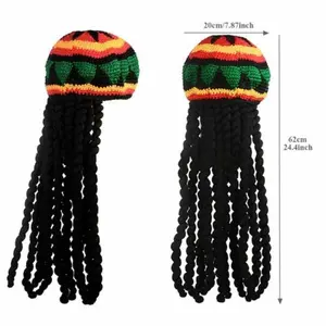 Rasta Hat with Dreadlock Wig Reggae Beanie Jamaican