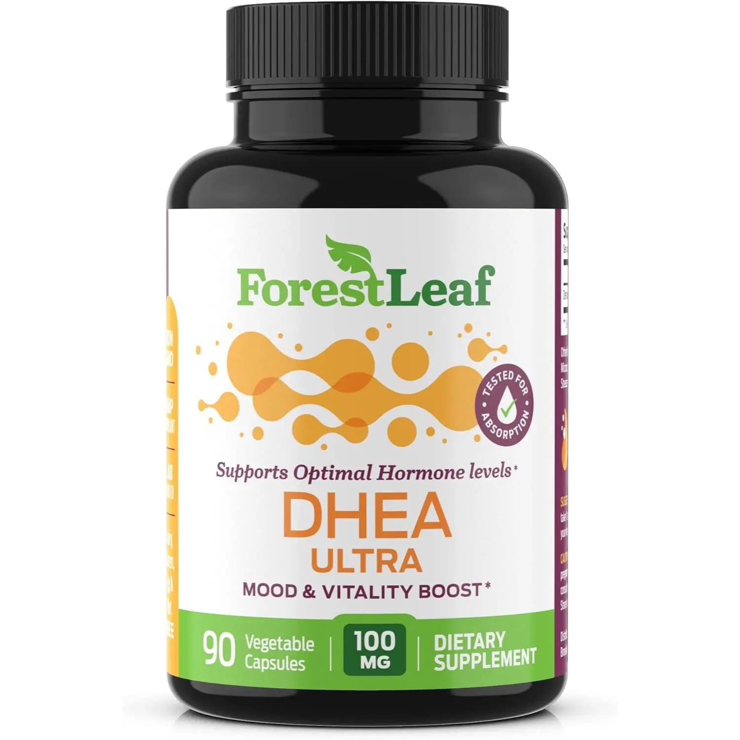 Forest Leaf DHEA 100mg | DHEA Supplement for Women & Men | Supports Energy with Micronized DHEA | Non-GMO & Gluten Free Supplement | 90 Capsules