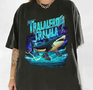Tralalero Tralala Funny Shark Meme T-shirt, Brain Rot Tee, Stupid Gifts, Unhinged shirt, Shark With Shoes Meme Shirts, Meme Tshirt, Gifts