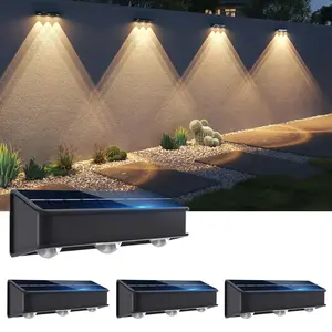 4 Packs Solar Fence Lights, Waterproof Solar Wall Lights with 3 Modes for Deck, Step, Stairs, Balcony, Yard, Patio
