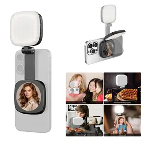 Magnetic Selfie Light for iPhone & Android – Rechargeable CRI97+ LED Fill Light with Mirror, 5 Lighting Modes for TikTok, Makeup, Vlogs & Video Recording