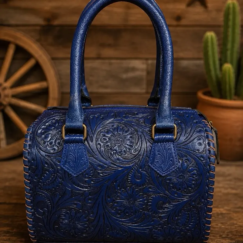 Medium Navy Tooled Leather Speedy