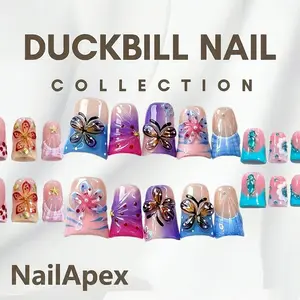 NailApex Duckbill Shape Handmade Press-On Nails Collection - Reusable, Salon-Quality, Long-Lasting, Glossy Handmade Press Ons