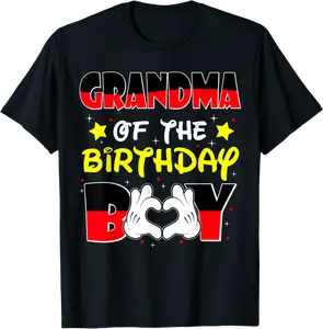 Grandma Of The Birthday Boy Shirt matching Family Decor T-Shirt - Almadeli Shop 93B0FCMJ8BD8