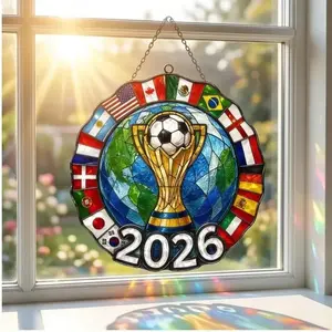 World Soccer Celebration Acrylic Suncatcher, Global Football Champion 2026, Soccer Fan Window Decor, Sports Fan Gift