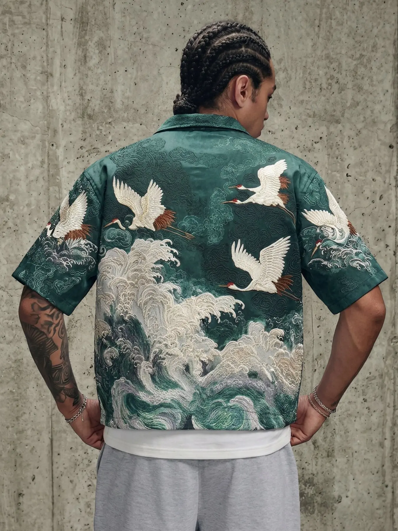 Y2K Retro Oriental Shirt, Menswear Loose Fit Short Sleeve, Graphic Print, Breathable Anti-Wrinkle Fabric, Casual Streetwear, Daily Wear, Travel, Tops