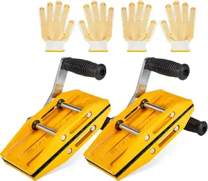 Double Handed Stone Carrying Clamps,Panel Carriers Lifting Tools,660 LBS Heavy Duty Carry Clamp for 0-2.36in Glass Quartz Slabs Marble with Rubber-lined,Granite Lifting Clamp 2Pack Yellow