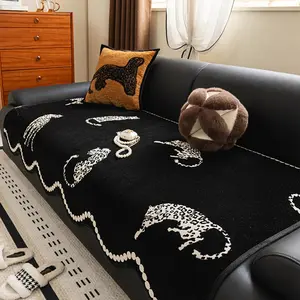 Leopard Print Sofa Cover, 1 Count Non-slip Sofa Pad, Dustproof Sofa Cover, Universal Sofa Protector, Washable Sofa Slipcover for Home Living Room Bedroom