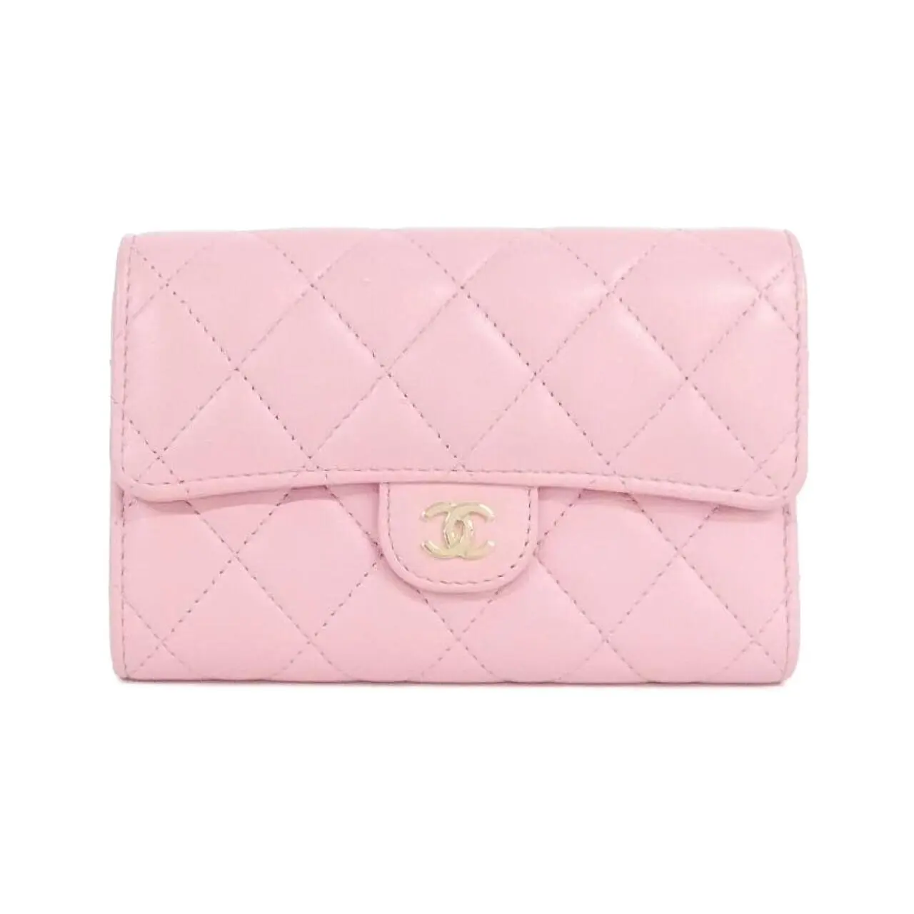 Pre-owned CHANEL Lambskin Small Leather Goods Timeless Classic Wallet