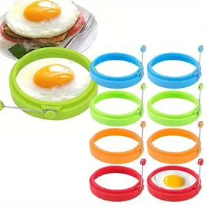 8 PCS Egg Mold, Silicone Round Cake Egg Ring Mold, Non-stick Fried Egg Mold, DIY Fried Egg Mold, Creative Kawaii Egg Mold, Perfect Breakfast Round Cake Mold, Silicone Round Cake Mold, Bread Mold, Cookware Set Kitchen Accessories Shaped Utensils summervibe