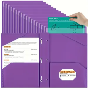 New Plastic Folder Clear Front Pocket 3 Prong Plastic Folders Office folders