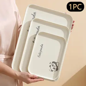 1pc Multi-Functional Plastic Tray with Cute Bear Design, Reusable Breakfast Tray for Kitchen and Restaurant, Versatile Serving Tray Set, Dishwasher Safe Tableware