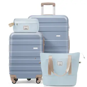 4-piece set of hard shell travel luggage, 20 inch boarding case+28 inch shipping+dry and wet toiletries bag+travel bag, TSA lock safety, smooth and effortless universal wheels, ABS durable material, flexible storage, practical appearance, dual online