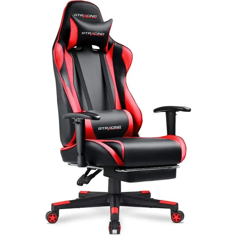 Brick Red Ergonomic Gaming Chair With Footrest And Reclining Seat For Long Hours Of Comfort