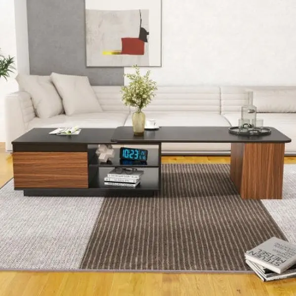 Extendable Coffee Table with 2 Drawers