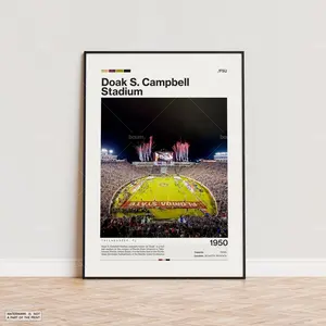 Doak S. Campbell Poster, FSU Seminoles Poster Print, NCAA Stadium Poster, CFB Art, Sports Poster, Football Fan Gift, Modern Art