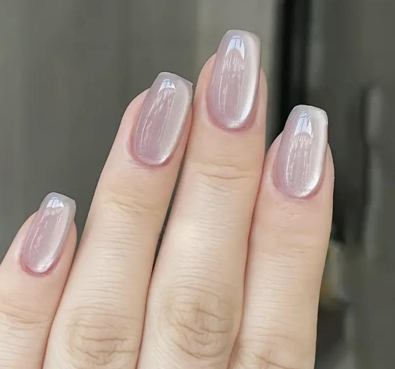 4 Box (96pcs) Square Cat Eye Press Nails Nude Green Blue Pink White Moonlight Full Covered Fake Nails Reusable Fake Nails For Women And Girls