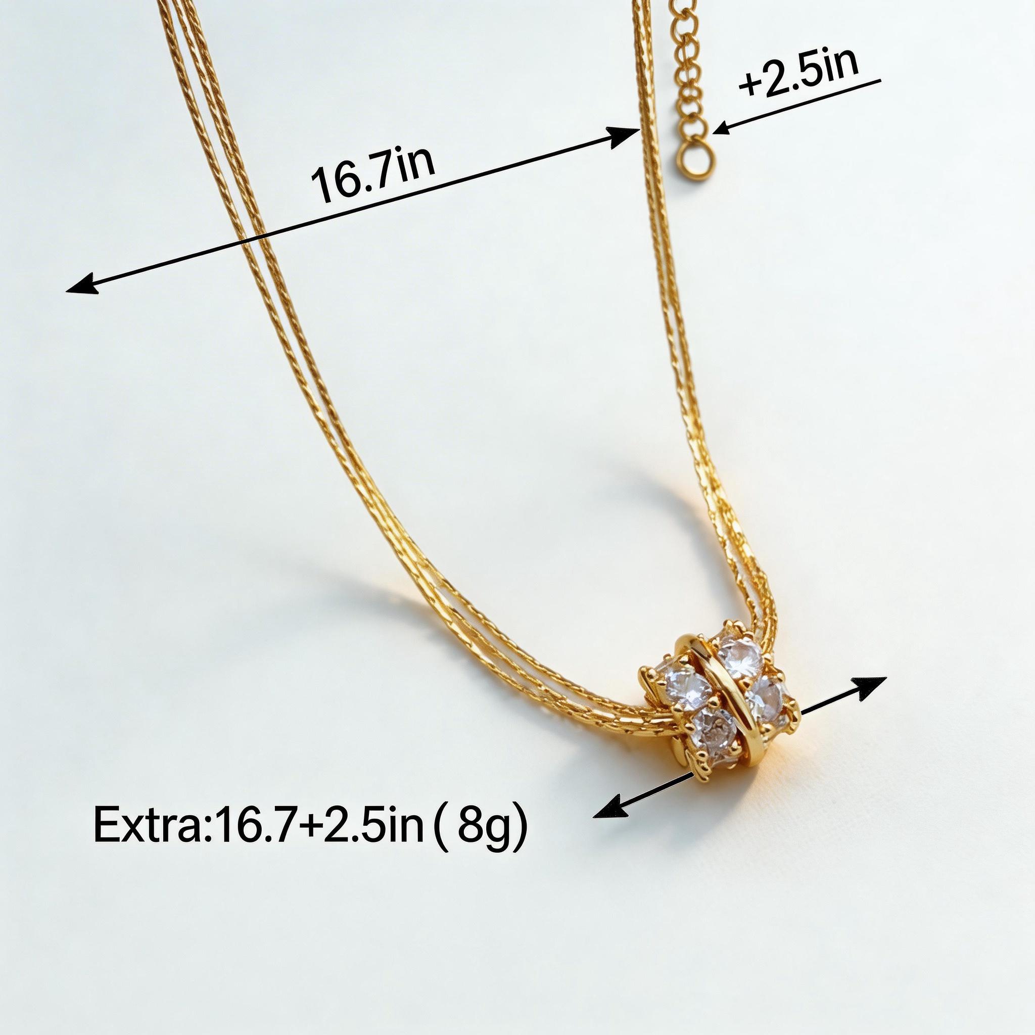 Trendy Hypoallergenic Gold CZ Waist Bead Double Chain Necklace, Stackable Sparkling Pendant, Y2K Aesthetic Jewelry for Women, Great for Layering, Daily Wear, Party & Festival