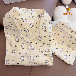 Kawaii Miffy Pajamas Cartoon Creative Comfortable Loungewear Student Dopamine Soft Home Suit Set  Anime Accessories Girls Gifts