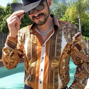 Greek Rhinestone Long Sleeve Shirt (Slimfit)