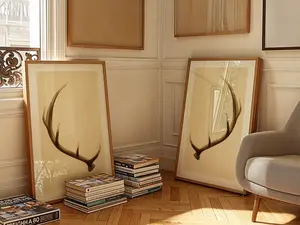 Retro Outdoors Art Prints Deer Antler Posters Set of 2 Western Wall Prints Home Office Decor Nature Wall Art Hunting Gift for Dad