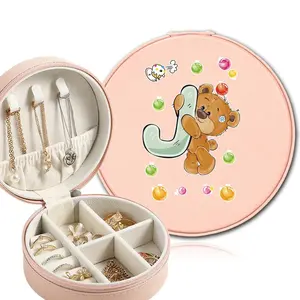 Bear & Letter Pattern Jewelry Storage Box, Jewelry Organizer, Jewelry Storage Box for Rings, Hairpin, Watch, Pearls Cover Leather Casket
