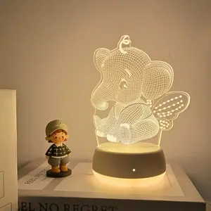 Modern Creative Angel Elephant 3D Night Light LED Light, USB Powered Switch Control, Ideal Gift for Bedroom Living Room Decor