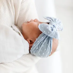 Baby Bling® Patterned Shabby Dot Knot soft nylon bow headband Cute Infant