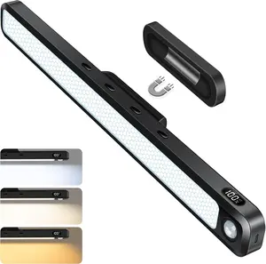3W Motion Sensor Magnetic Light Bar,Eye-Friendly Rechargeable Closet Lights with Battery Display,2000mAh Vanity Lights for Mirror, Rechargeable Light Bar for Cabinet, Closet, Bathroom and Desk