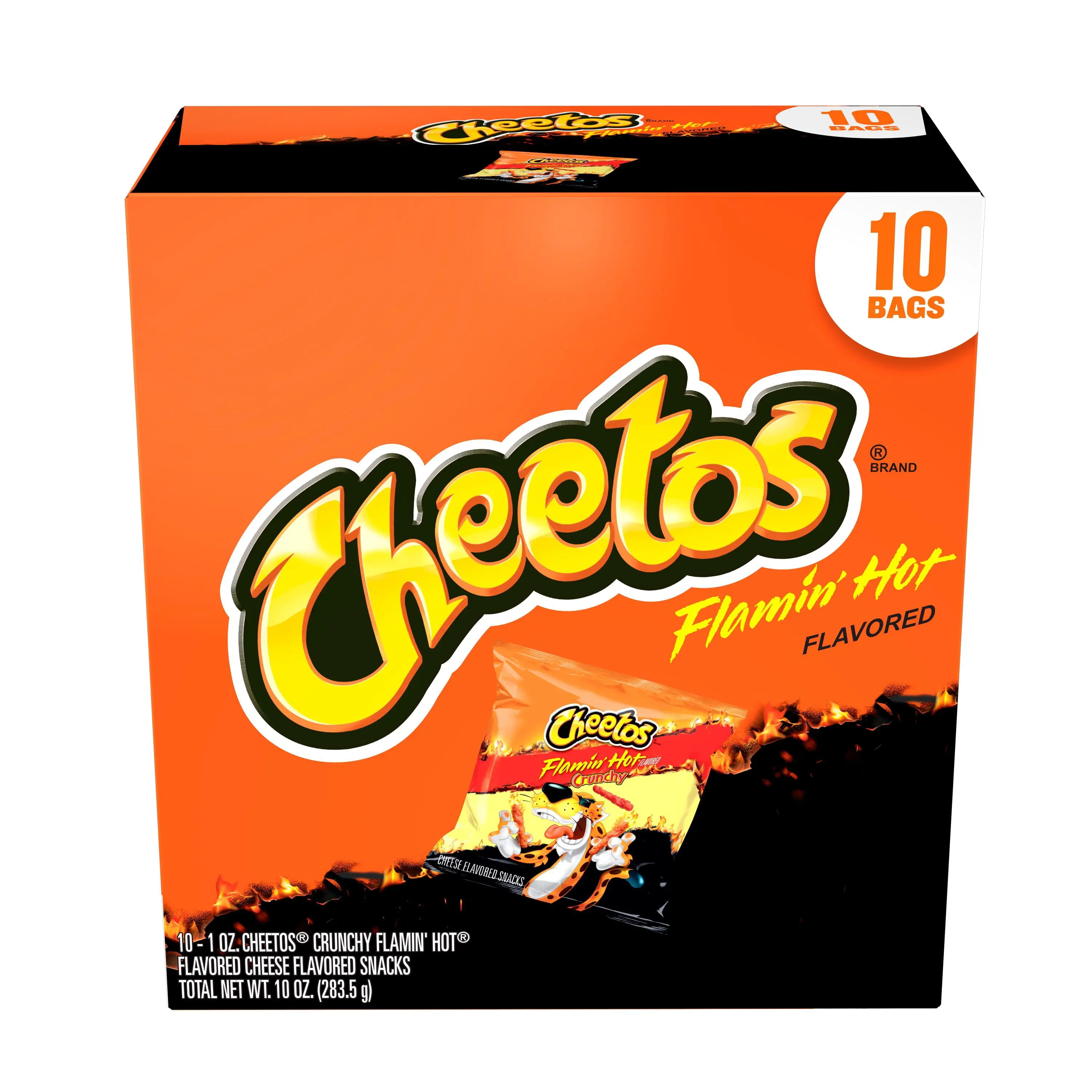 Cheetos Crunchy Cheese Flamin' Hot Flavored Snack Chips, 1 Ounce Bags, 10 Count Cheetos Crunchy Cheese Flamin' Hot Flavored Snack Chips, 1 Ounce Bags, 10 Count