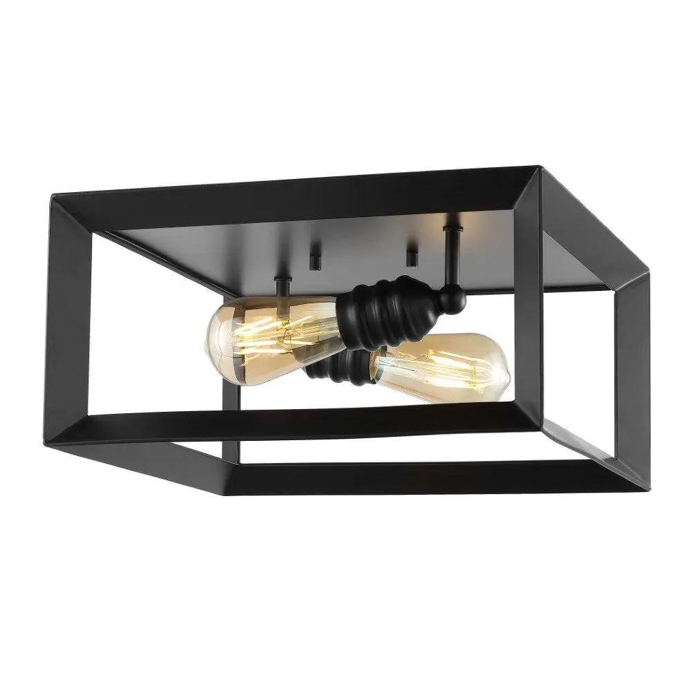 JONATHAN Y Marfa Iron Modern Farmhouse LED Flush Mount Indoor Lighting, Dimmable Industrial Style Ceiling Light with LED Bulb Frame, for Living Room, Bedroom, Dimmable Ceiling Lights, Home Decor Light